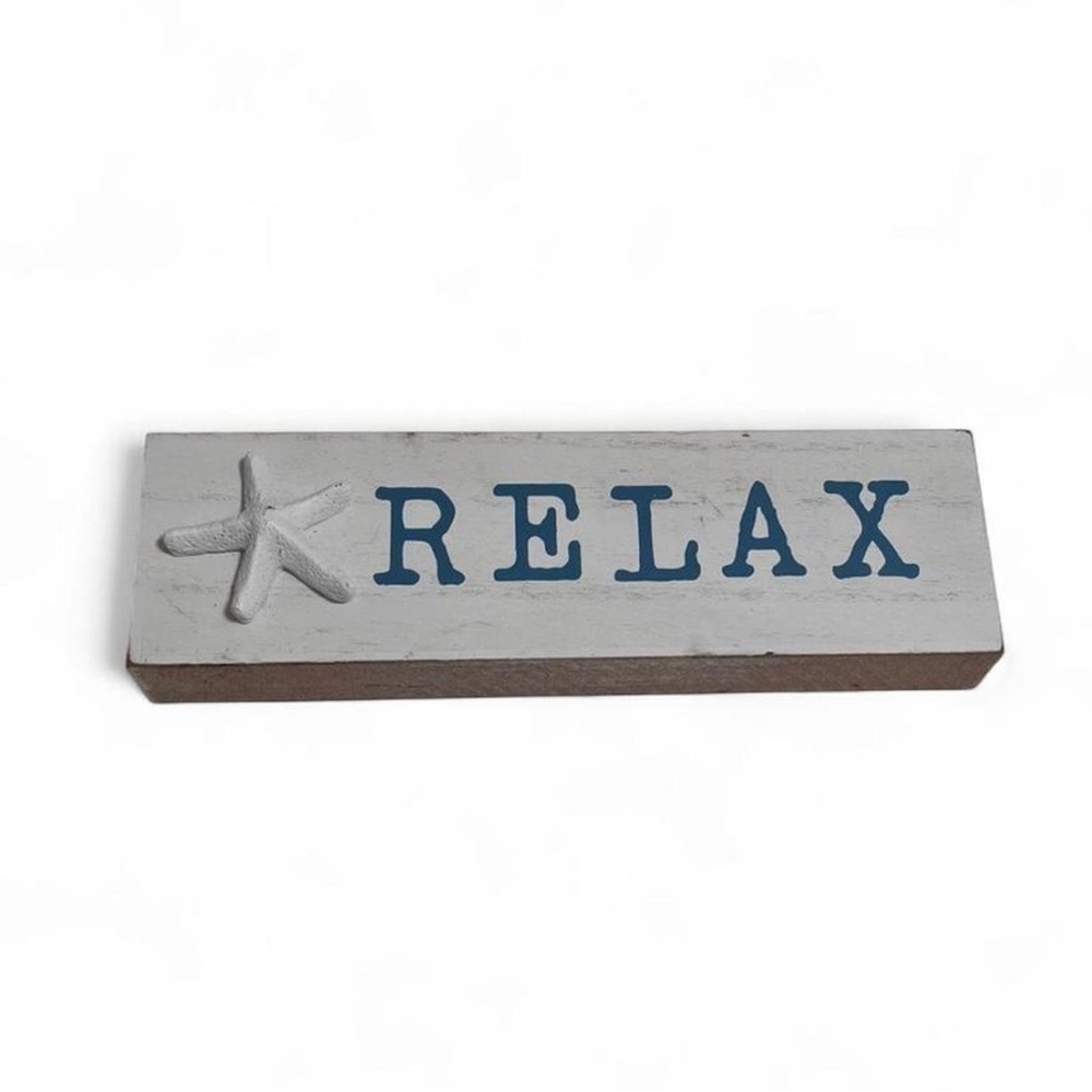 Hobby Lobby Blue and White 'RELAX' Coastal Wood Sign